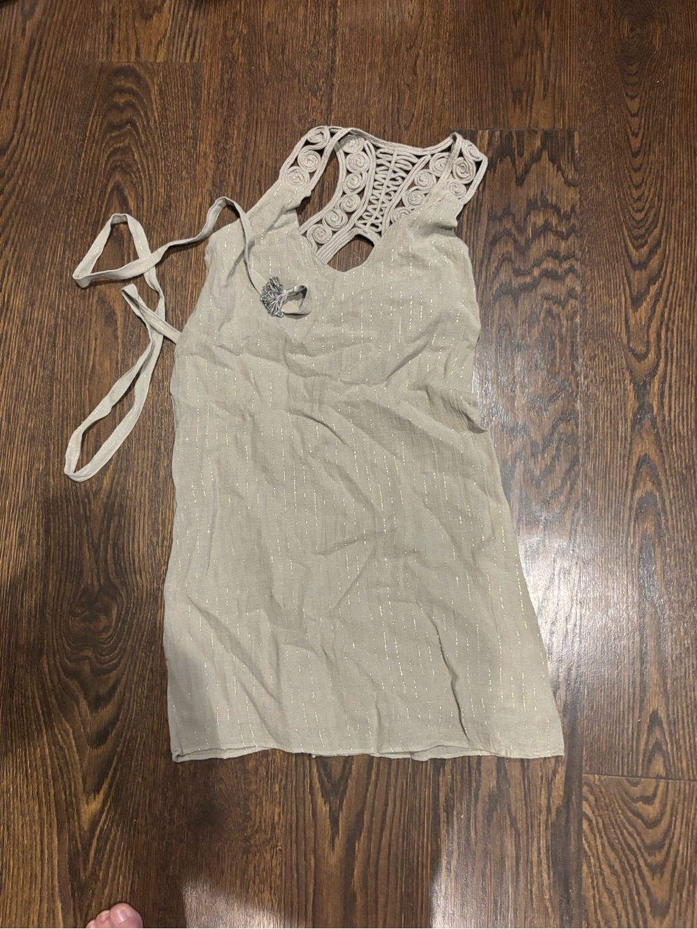 Calypso St. Barth Cream Lace-Back Metallic-Thread Camisole
